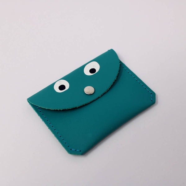 Turquoise Googly Eye Mini Money Coin Purse by Ark Colour Design