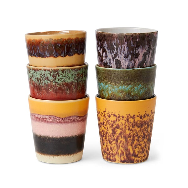 Ceramic 70's Valley Coffee Mugs (set Of 6) by HK Living