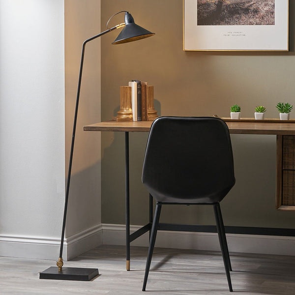 Noto Matt Black And Brass Metal Cone Floor Lamp by Distinctly Living