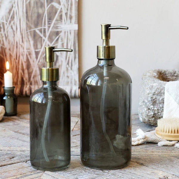 Large Or Small - Smoked And Brass Soap Dispenser by Distinctly Living