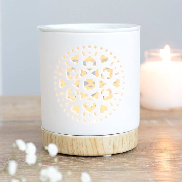 White Mandala Filigree Circle - Wax Warmer by Distinctly Living