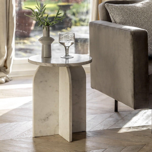 Pisa - Marble Side Table - White Or Black by Distinctly Living