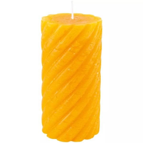 10 x 10cm Twisted Warm Ochre Pillar Candle by Grand Illusions