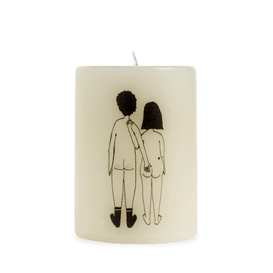 Naked Couple Pillar Candle by Helen B