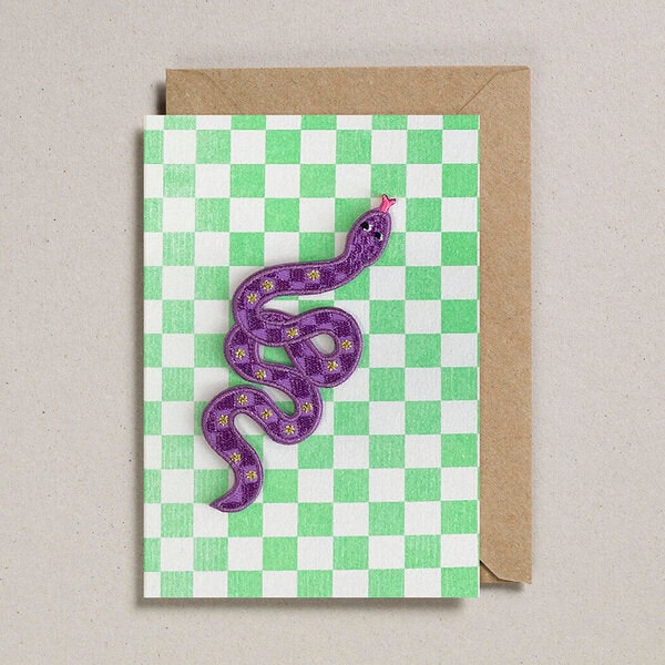 Purple Snake Patch Card by Petra Boase