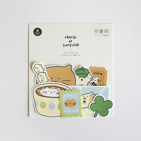 Cat's Happy Trip Travel Stickers No. 1527 by Suatelier