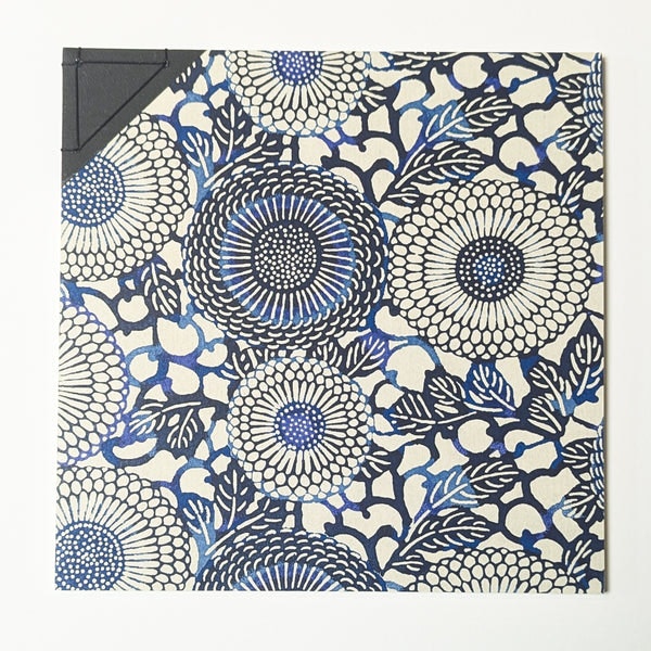 Kadotoji Shibori Arabesque/Blue Large Square Handbound Notebook by Shogado