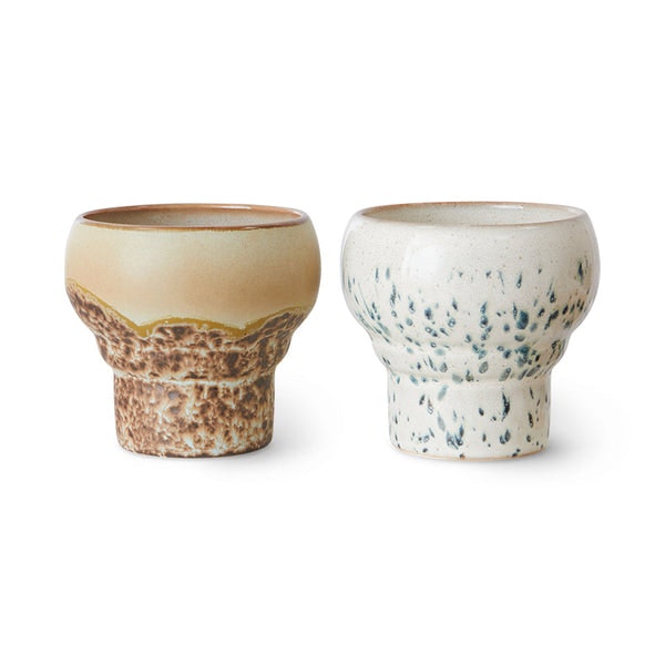 70s Ceramics Lungo Mugs - Coral (Set of 2) by HK Living