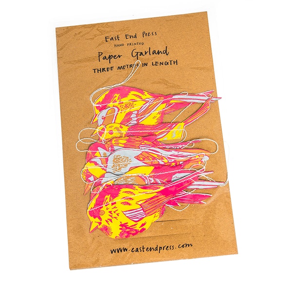 Garden Bird Screenprinted Paper Garland by East End Press