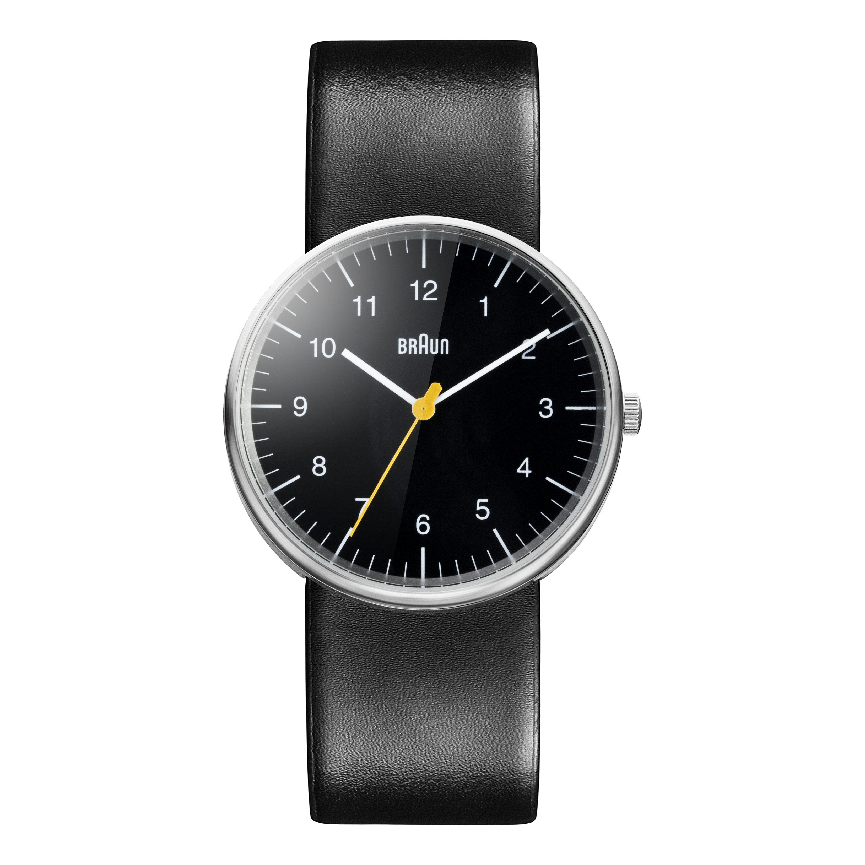 BN0021 Classic Watch Black Dial with Black Leather Strap by Braun