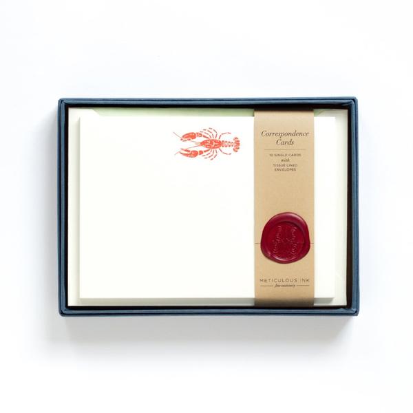 Meticulous Ink - Lobster Letterpress Correspondence Cards