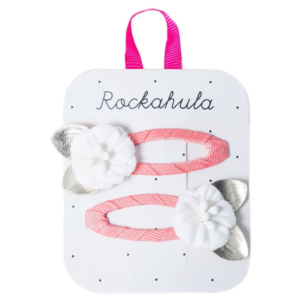 Rockahula - Set Of 2 White And Pink Woodland Flower Clips - White And Pink