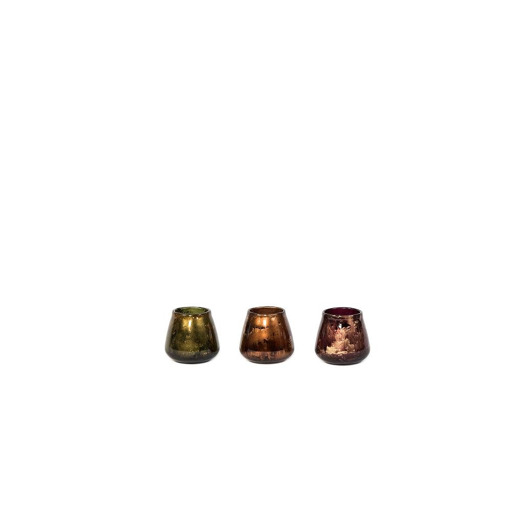 Dekocandle - Conival Votive - Glass - Purple Gold Pearl - 9x9cm