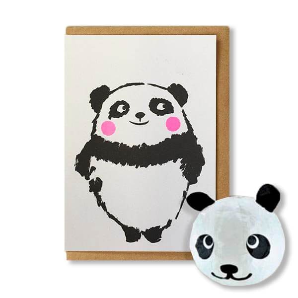 Panda Japanese Paper Balloon Card by Petra Boase