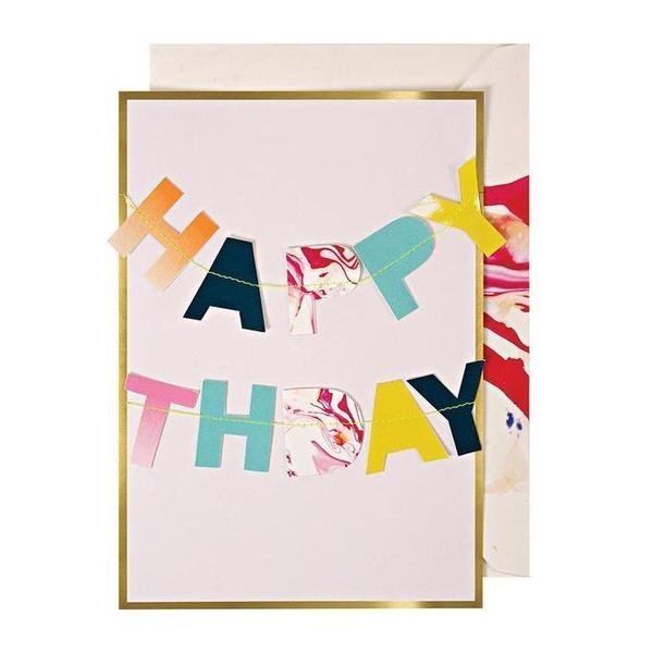 Marble Happy Birthday Garland Card by Meri Meri