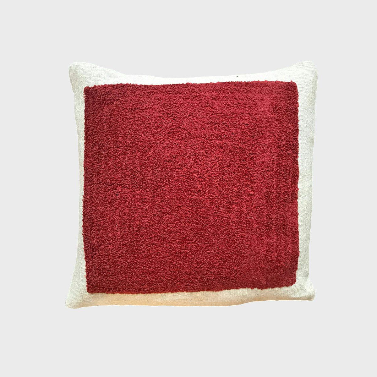 Red Square Embroidered Cushion by Window Dressing The Soul