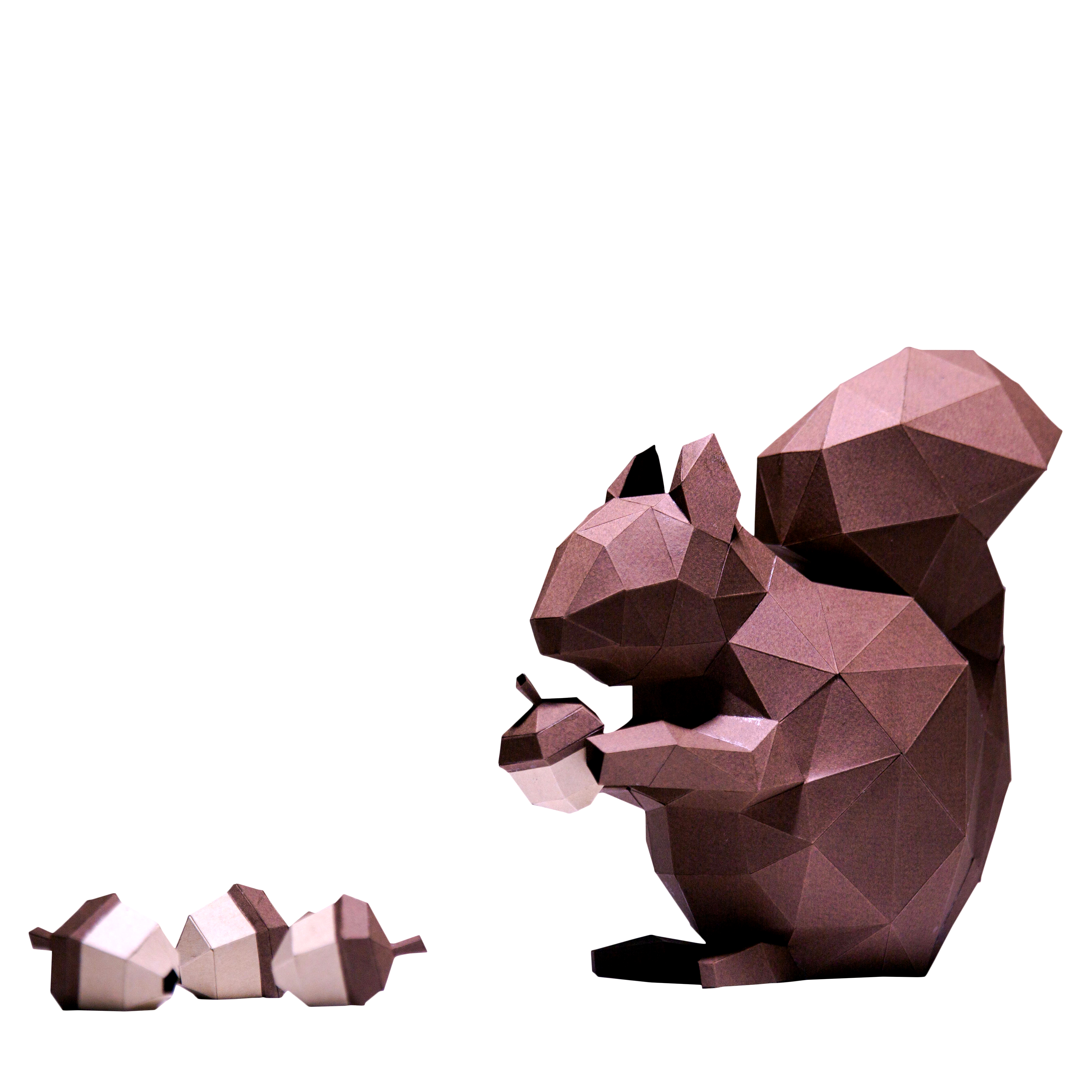 Papercraft World - 3d Papercraft Model Art Diy Kit Squirrel With Acorns