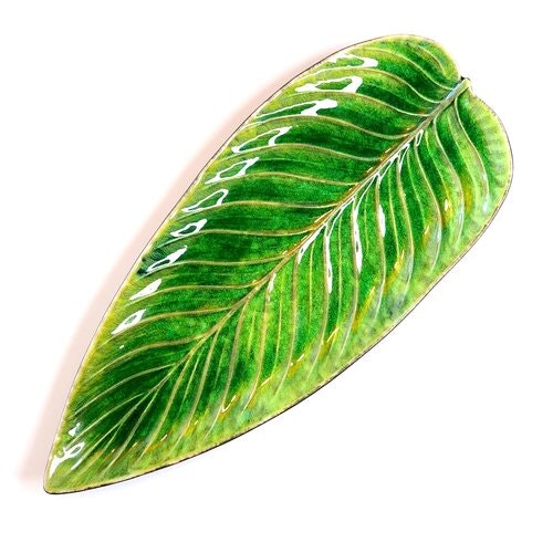 Green Earthenware Strelizia Leaf Plate by Hyde And Seek