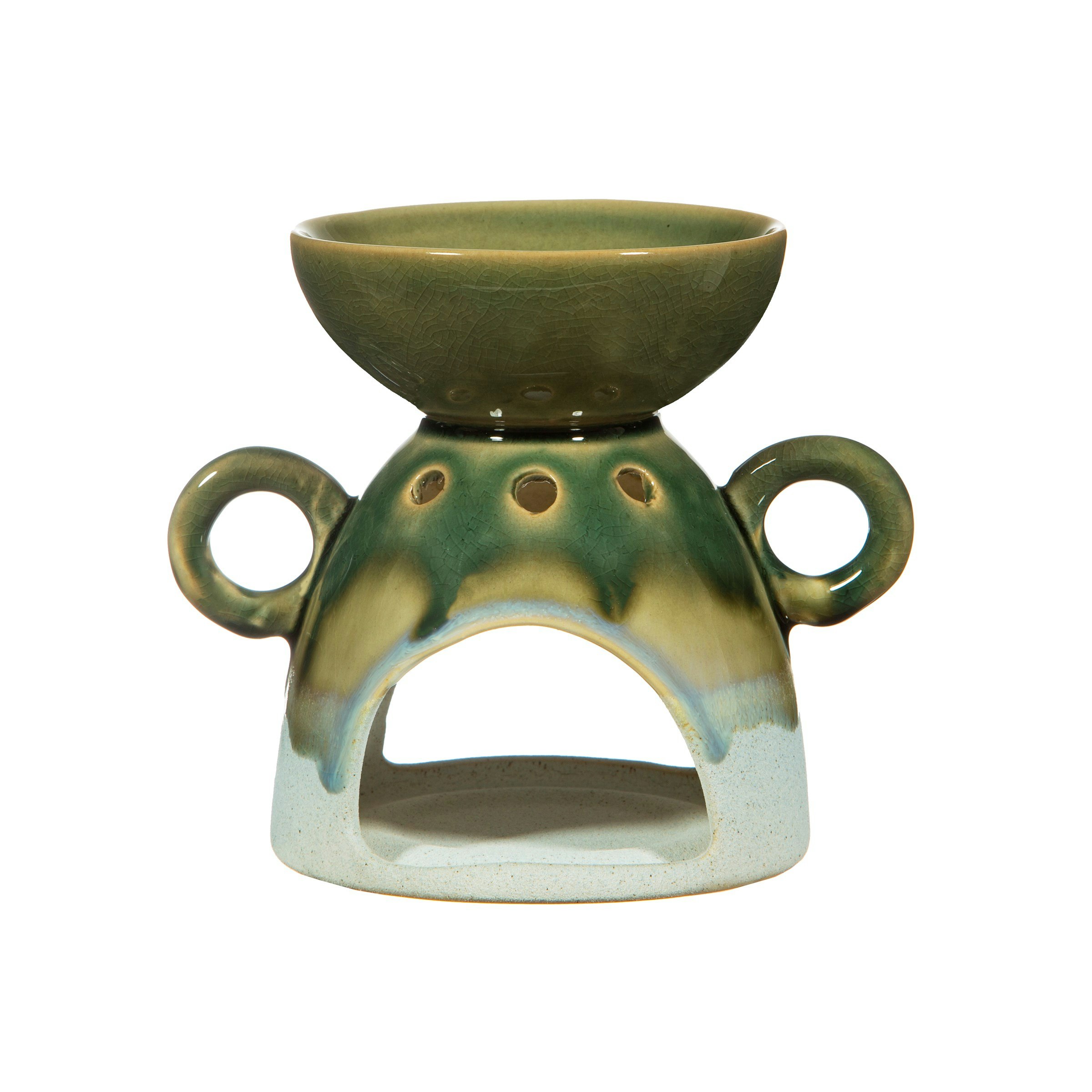 Green Glazed Oil Burner by Sass & Belle