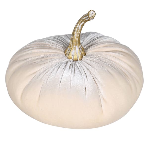Stuff & Co - Medium Decorative Velvet Pumpkin | Ivory - Ivory