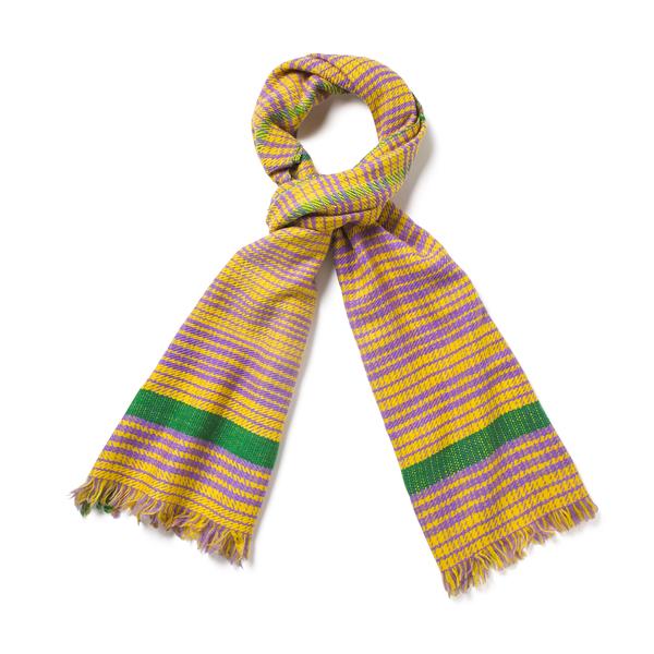 Fab Himalaya - Yellow, Green And Lilac Wool Scarf