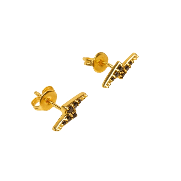 Une A Une - Earrings Puces Eclair Noir