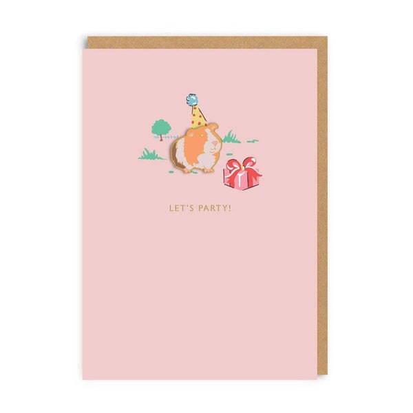 Lets Party Guinea Pig Enamel Pin Card by Ohh Deer
