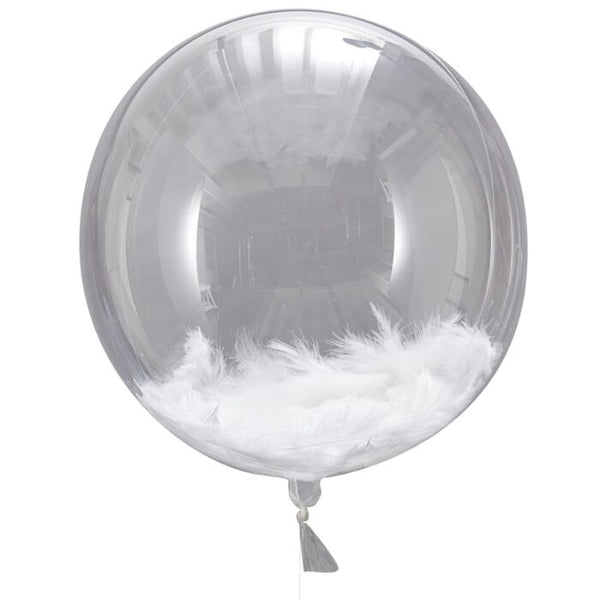 Gingerray - Giant Orb White Feather Balloons