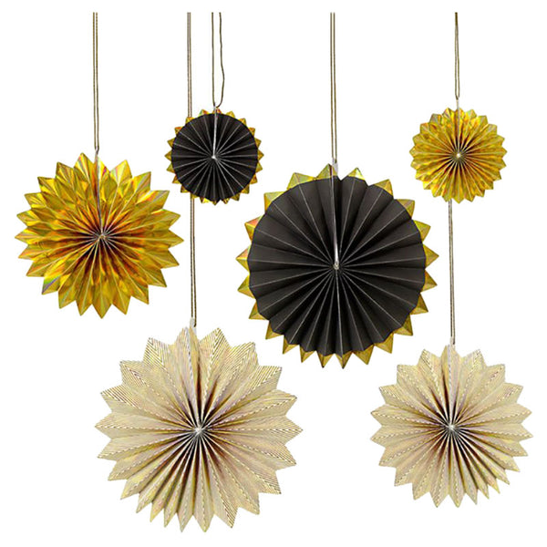 Meri Meri - Black And Gold Pinwheel Decorations