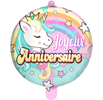 Cotillons Alsace - Foil Balloon 45cm Unicorn Happy Birthday