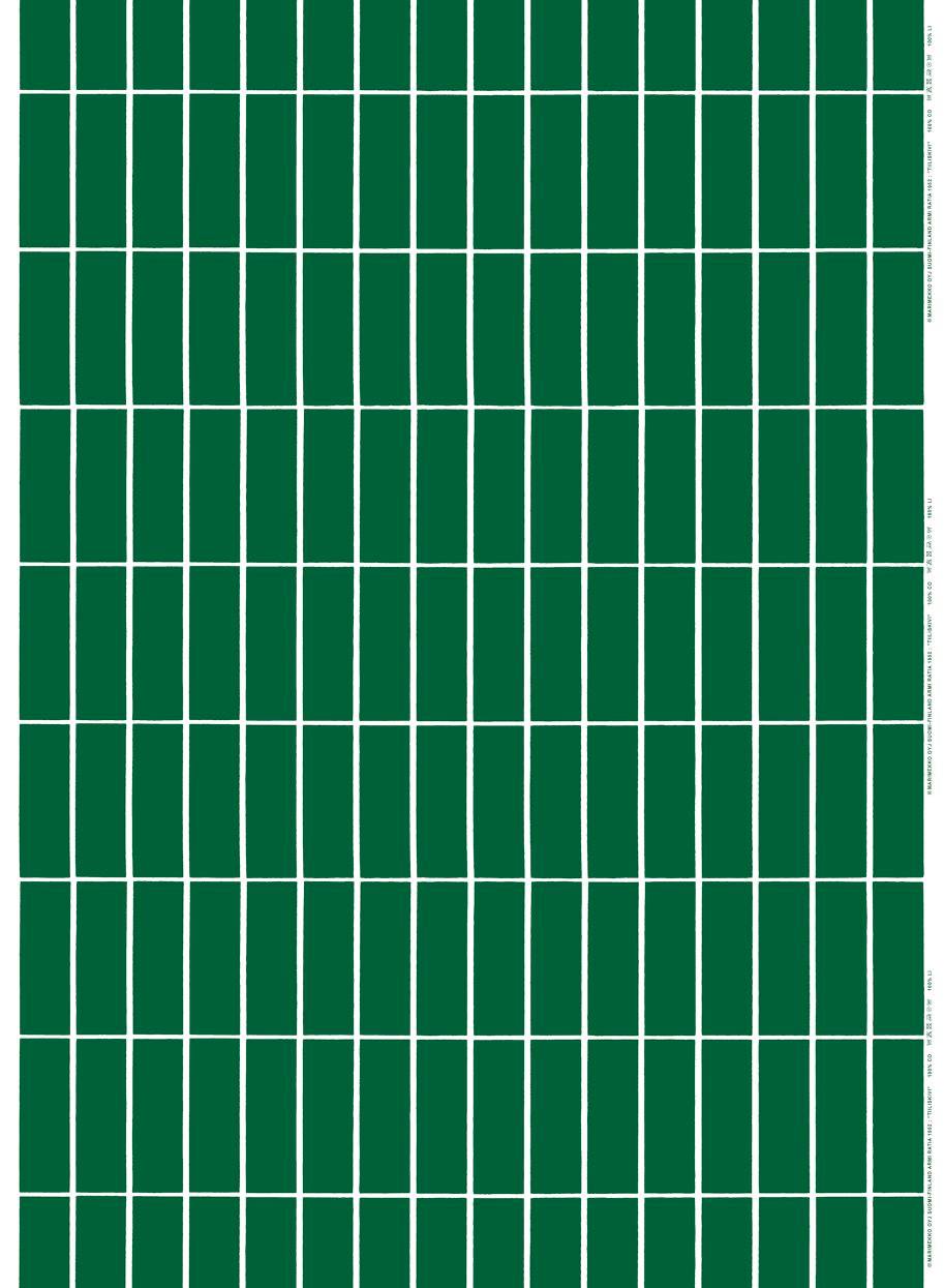 Marimekko - Cotton Fabric Tiiliskivi In Two Variants - Green/green/blue - Cotton | Green | White