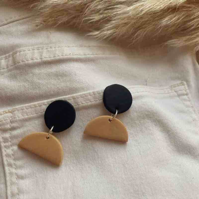 Luna Ray Jewellery - Black And Brown Hazel Earrings - Clay | Black, Brown