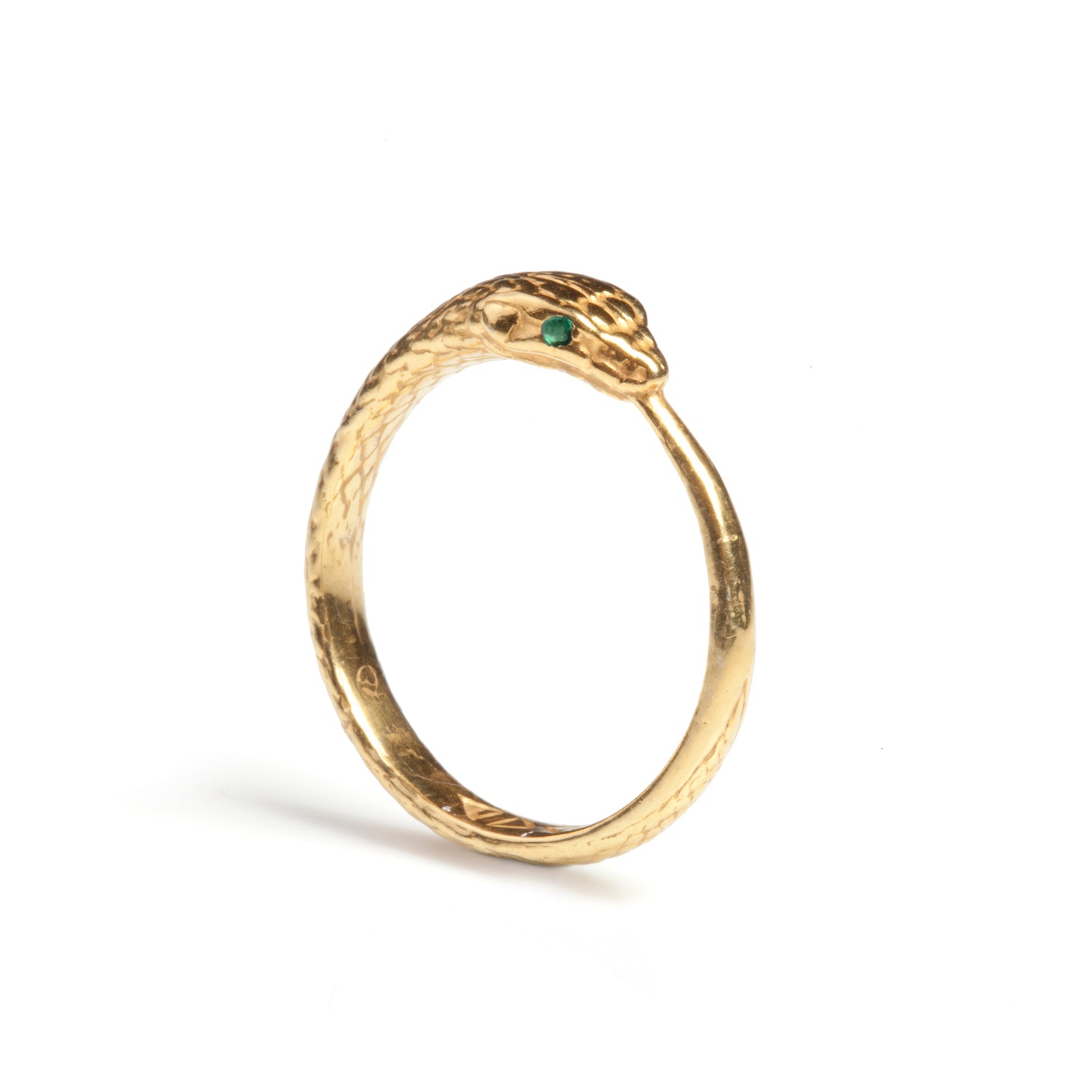 Rachel Entwistle - Ouroboros Snake Ring Limited Edition With Emeralds - M / Gold Vermeil - With Emeralds / M