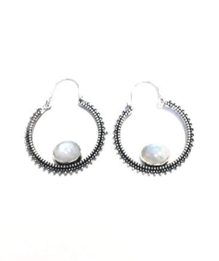Urbiana - Circular Stone Earrings - Gold & Grey