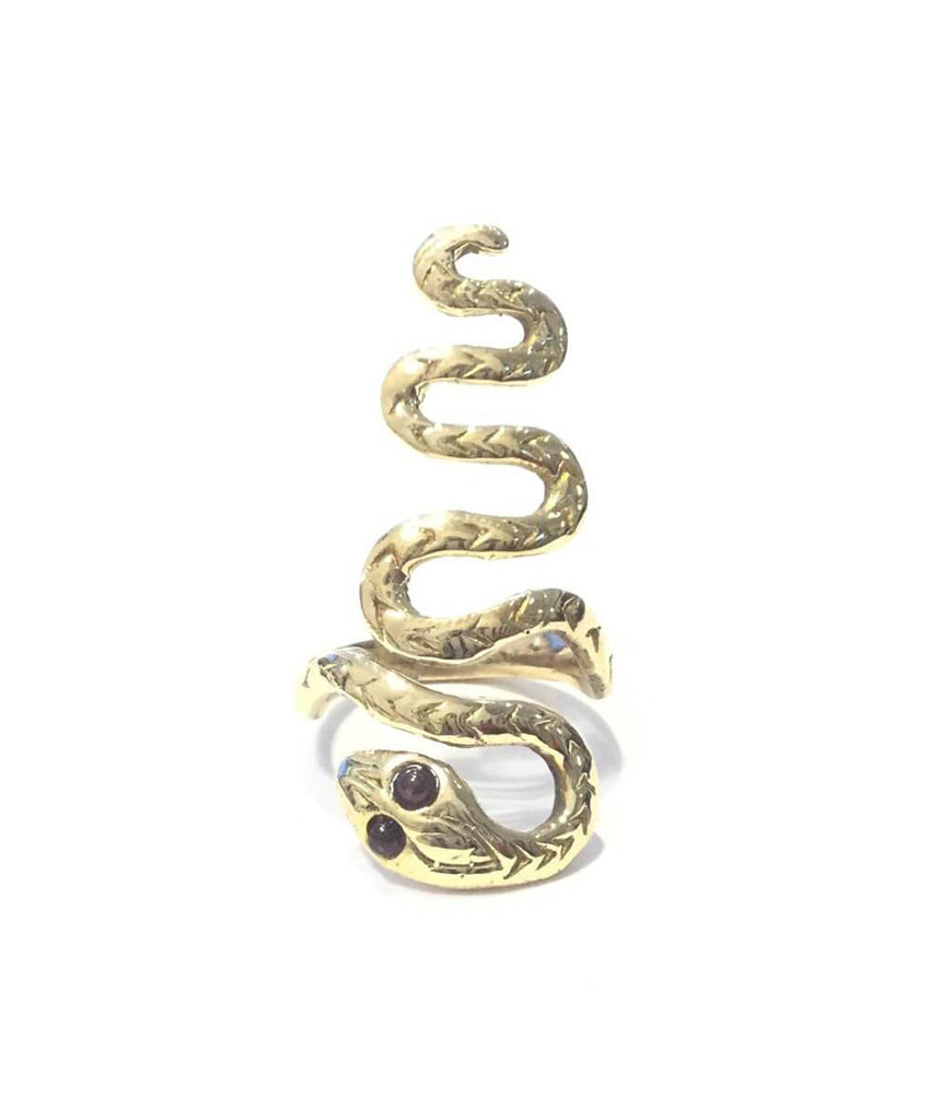 Urbiana - Snake Eyes Ring - Silver & Red