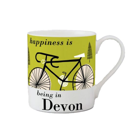 Happiness Devon Bike Bone China Mug Green by Repeat Repeat