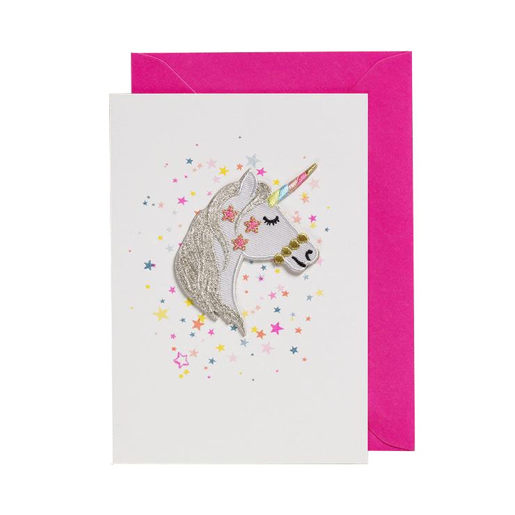 Unicorn Head Patch Card by Petra Boase