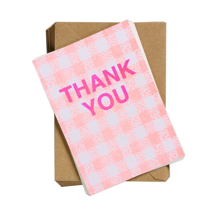 Thank You Orange Gingham Cards Pack of 12 by Petra Boase