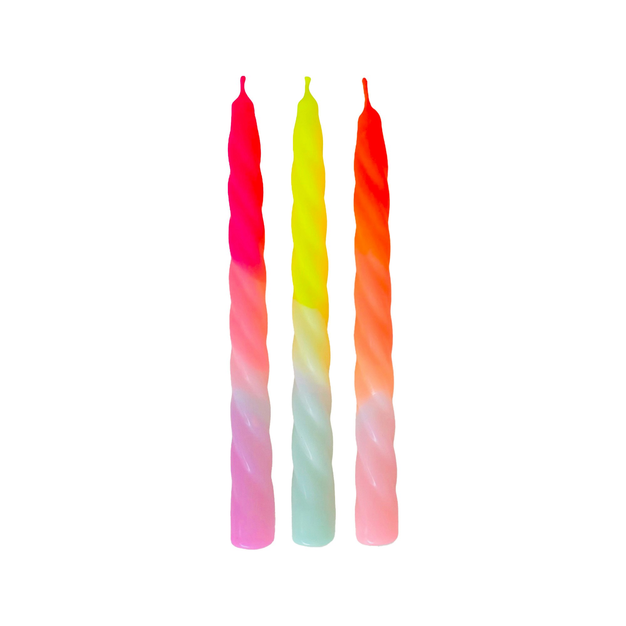 Fruit Salad Neon Dip Dye Twisted Dinner Candles by Pink Stories