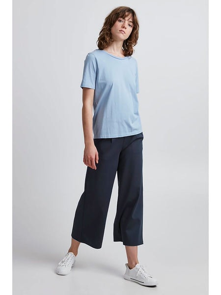 Ichi Kate Wide Leg Trousers In Blue