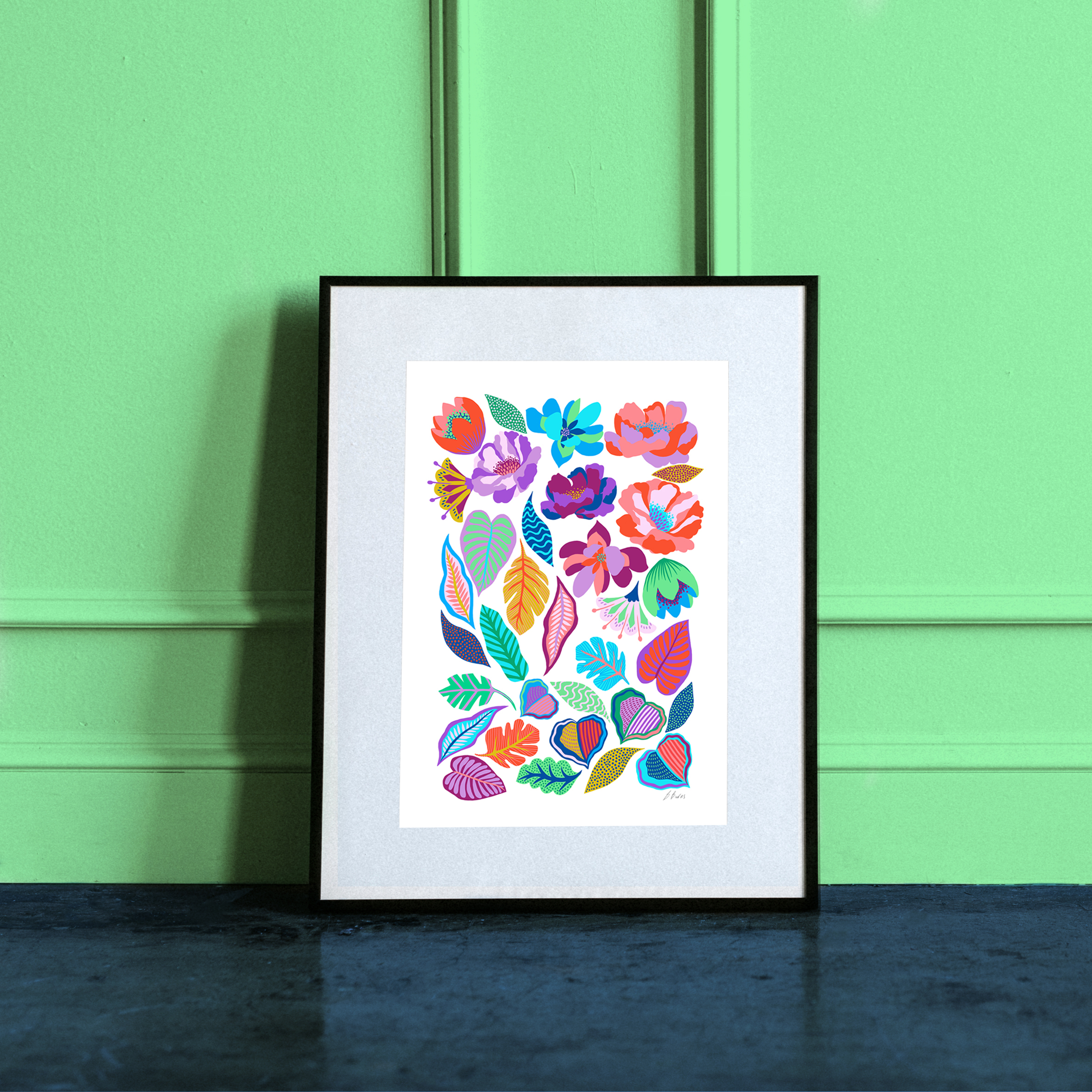 Textile Candy - Colourful Floral Giclee A2 Art Print | Flower Wall Art | Floral Illustration | Botanical Art - A2