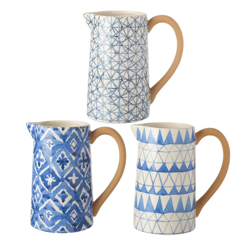 Blue Patterned Ceramic Jug by Hyde And Seek