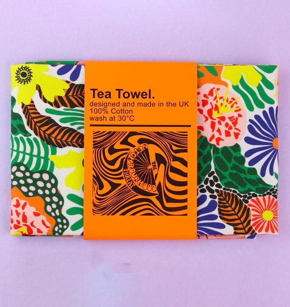 Happy Flowers Tea Towel by The Neighbourhood Threat