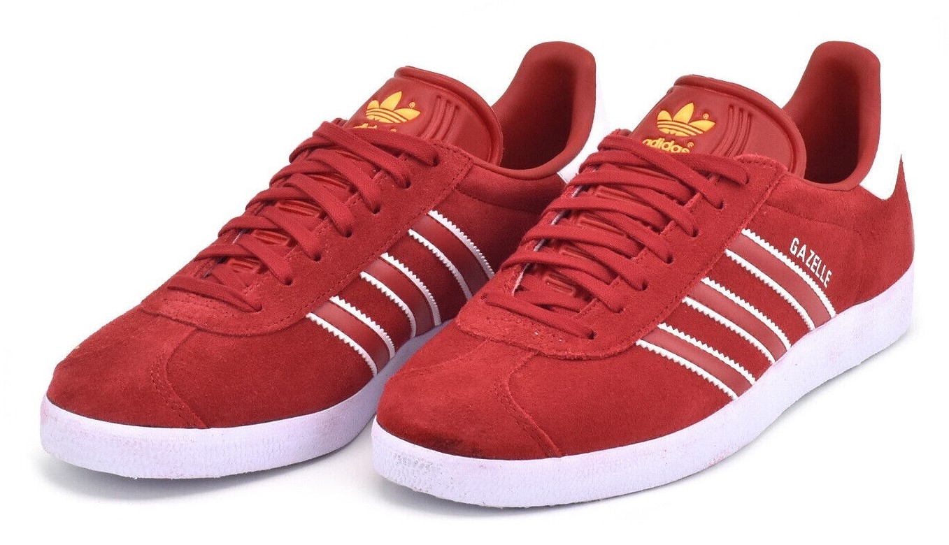 Mens red shops adidas gazelle trainers