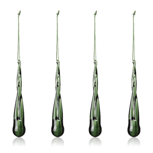 Tear Glass Decoration Dark Green Set of 4 by Broste Copenhagen