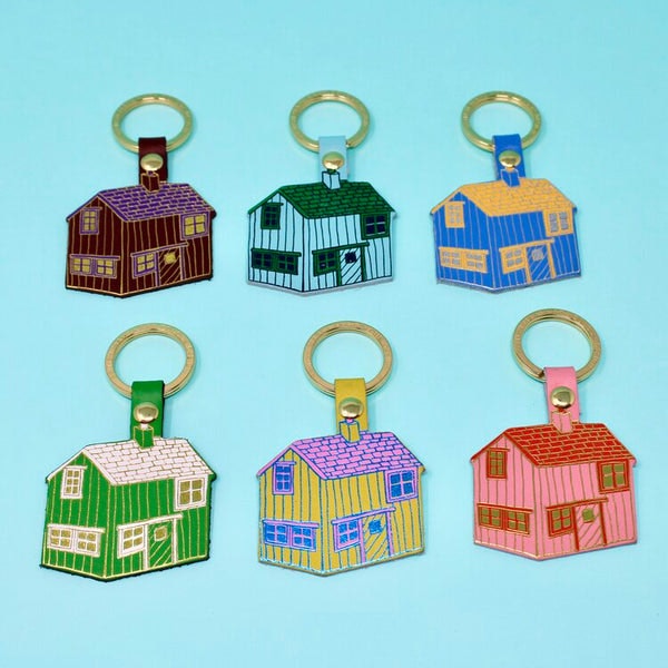 Ark Colour Design Embossed Leather Cabin Key Ring In Multi