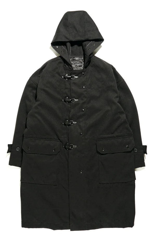 Oversized Fireman Duffle Coat Black Polyester