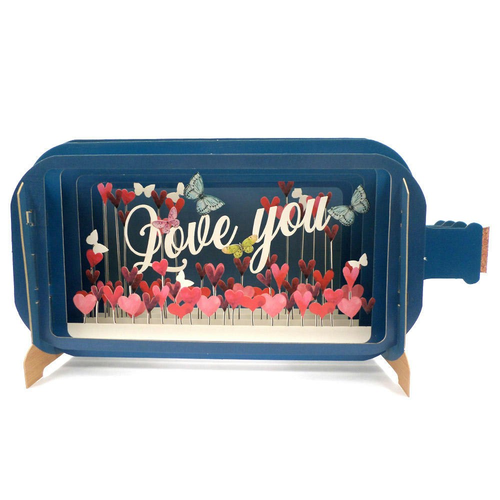 Love You Hearts Message in a Bottle Card by Alljoy Design