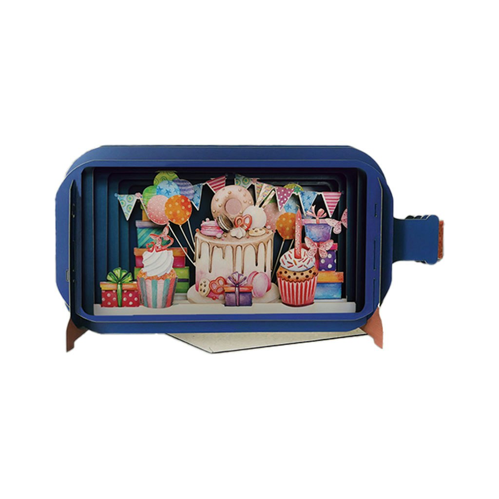 Birthday Cakes Message in a Bottle Card by Alljoy Design