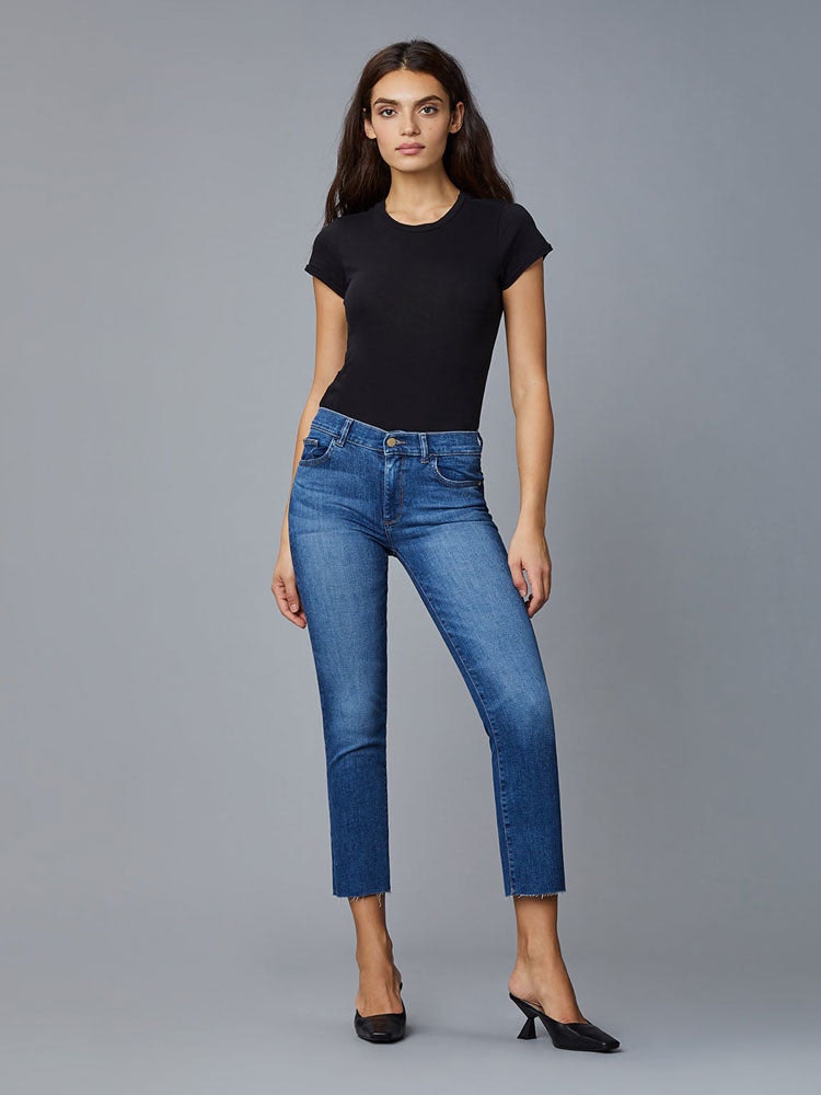 Dl1961 Mara Straight Stellar Jeans In Black